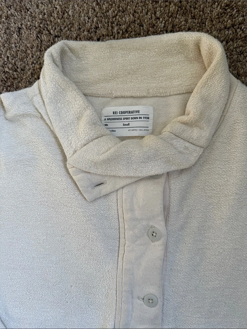 REI Cooperative Cream Shawl-Collar Turtleneck Sweater